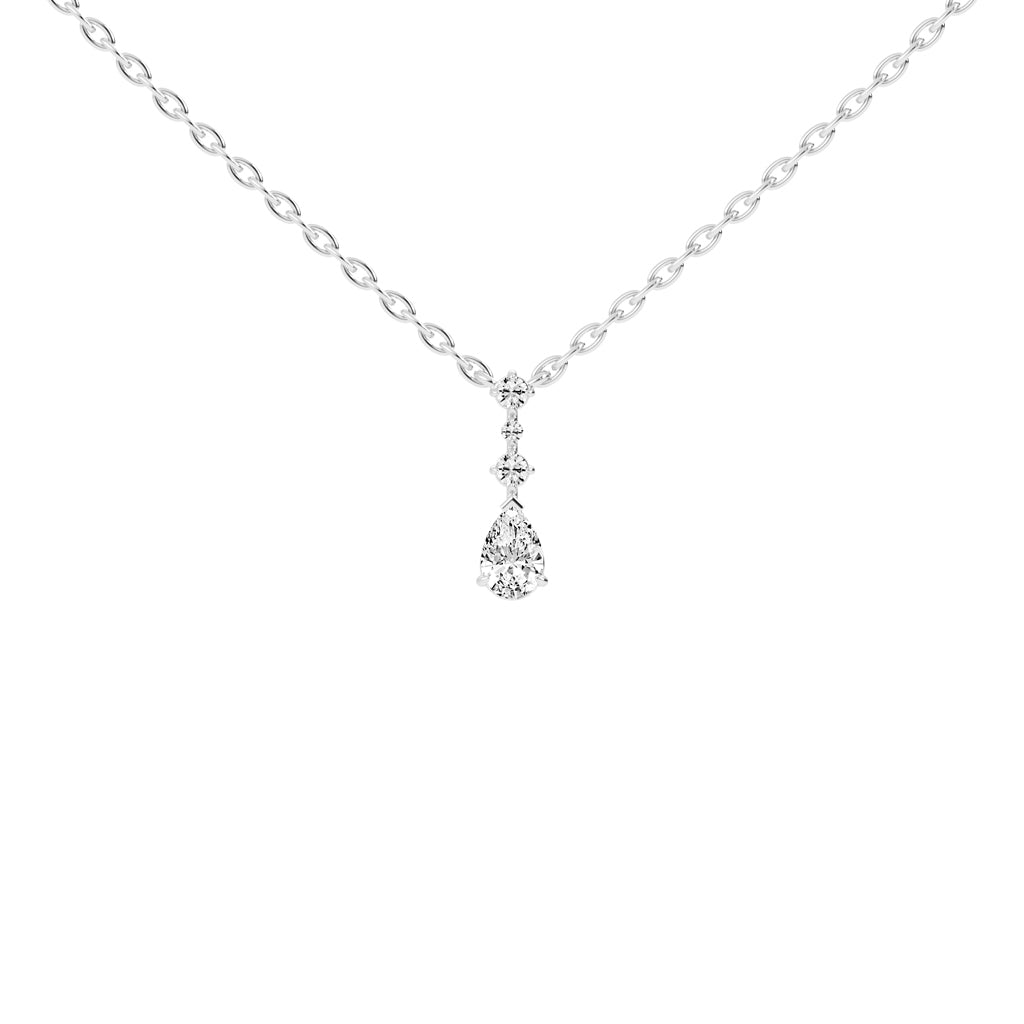 Miora Three Stone Pear Cut Delicate Lab Diamond Pendant