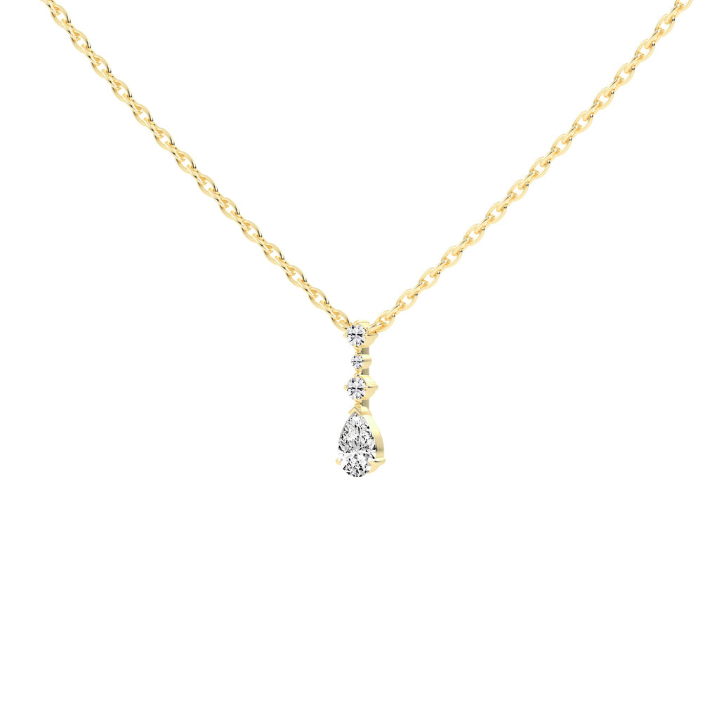 Miora Three Stone Pear Cut Delicate Lab Diamond Pendant
