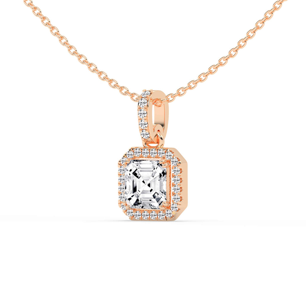 Jasmin Asscher Cut Halo Lab Diamond Pendant