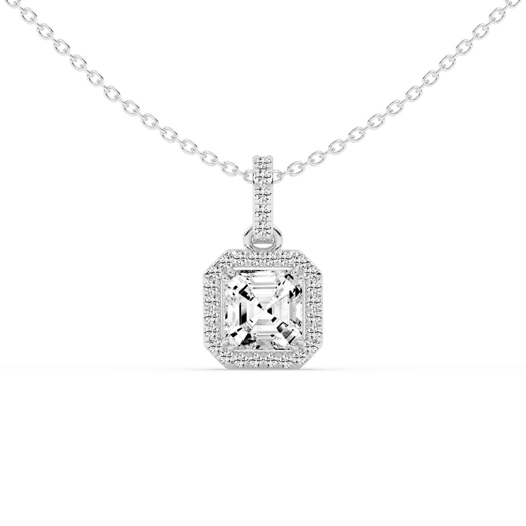 Jasmin Asscher Cut Halo Lab Diamond Pendant