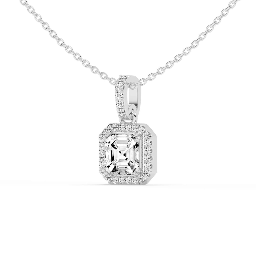 Jasmin Asscher Cut Halo Lab Diamond Pendant