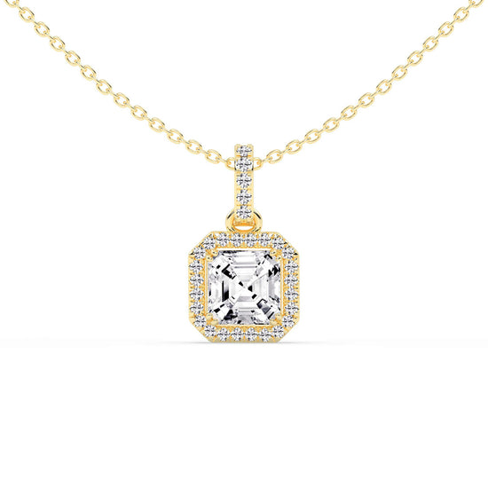 Jasmin Asscher Cut Halo Lab Diamond Pendant