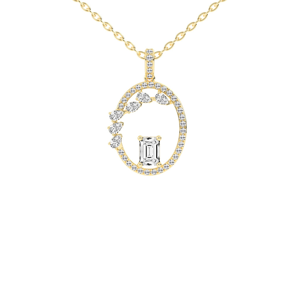 Tessa Geometric emerald cut fancy lab diamond Pendant