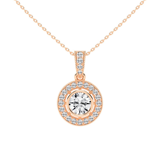 Bellina Bezel round cut Halo lab diamond Pendant