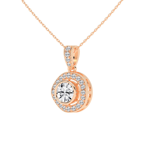 Bellina Bezel round cut Halo lab diamond Pendant