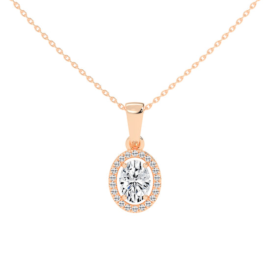 Zerina four prong Oval cut halo lab diamond Pendant
