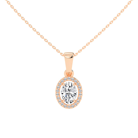 Zerina four prong Oval cut halo lab diamond Pendant