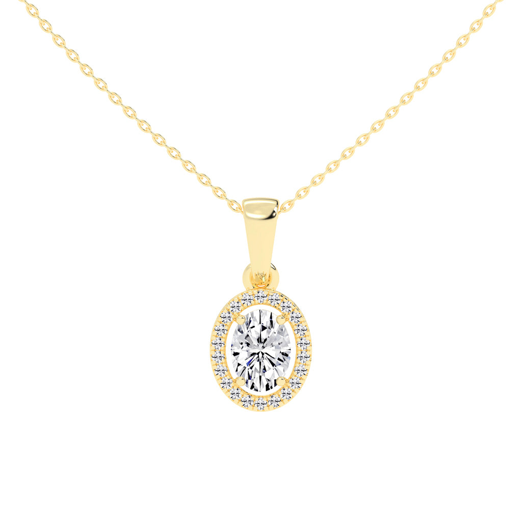 Zerina four prong Oval cut halo lab diamond Pendant