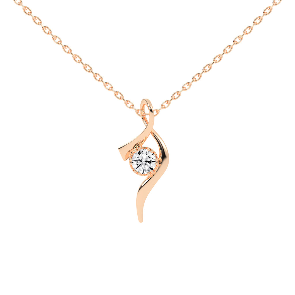 Serena ribbon round cut Delicate lab diamond Pendant