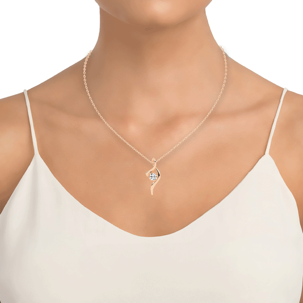 Serena ribbon round cut Delicate lab diamond Pendant