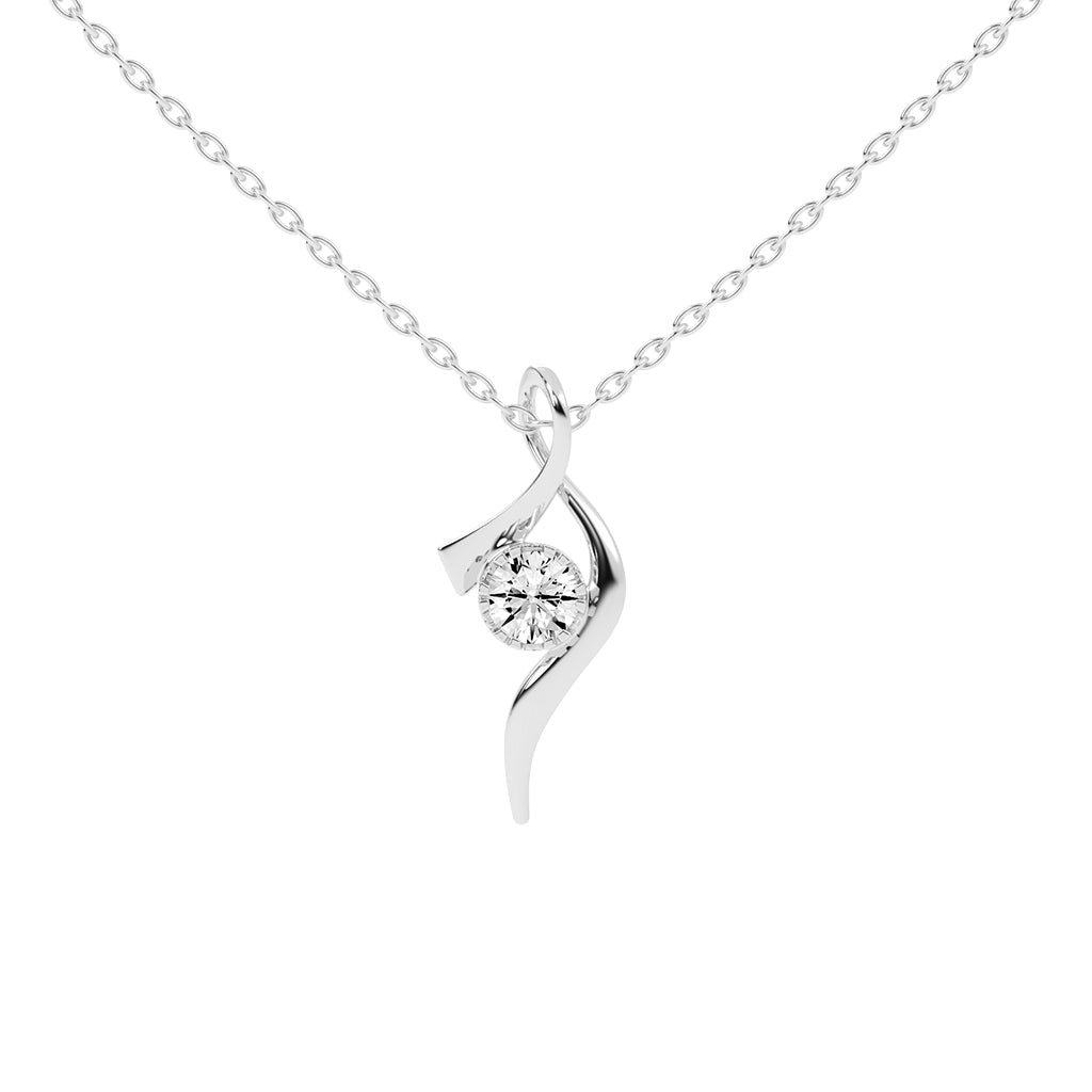 Serena ribbon round cut Delicate lab diamond Pendant
