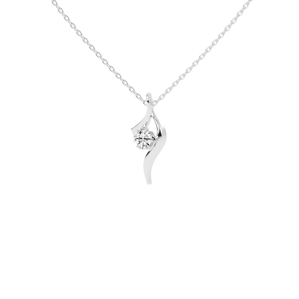 Serena ribbon round cut Delicate lab diamond Pendant