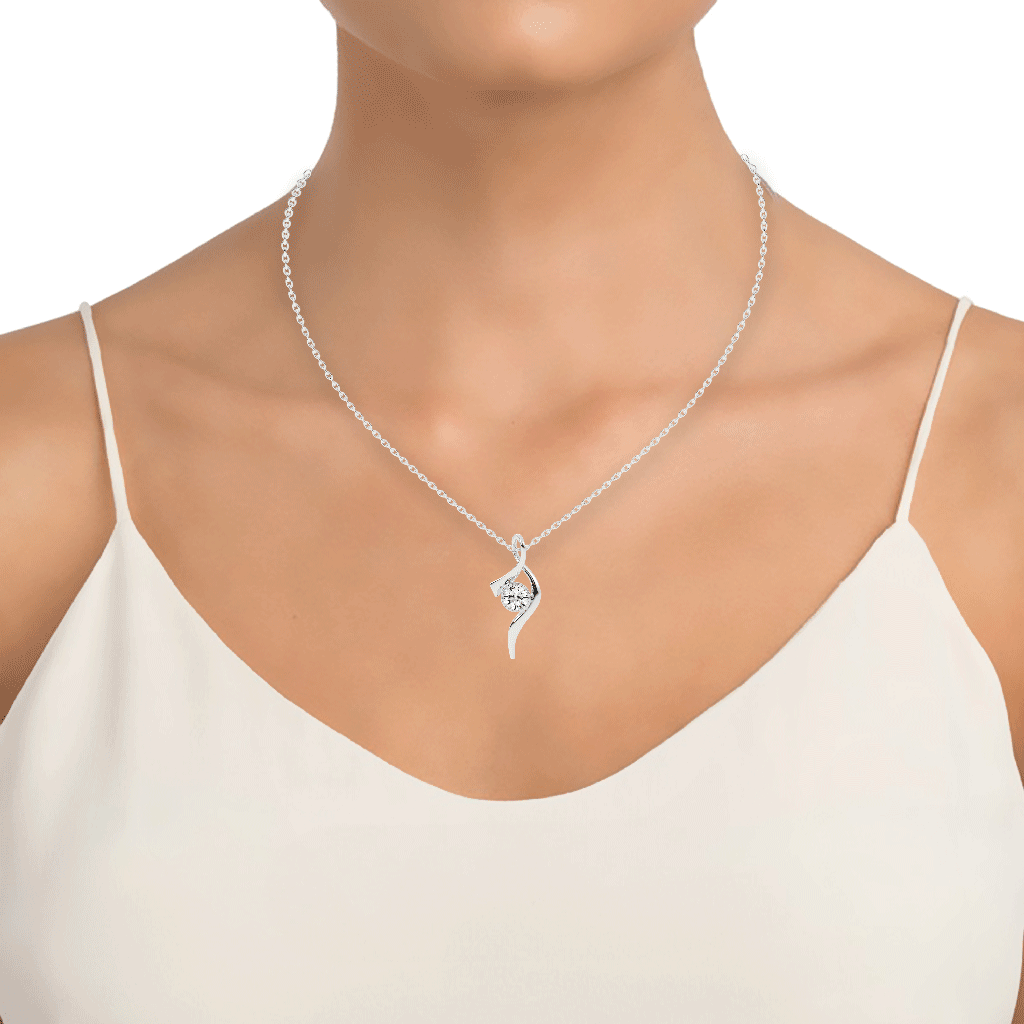 Serena ribbon round cut Delicate lab diamond Pendant