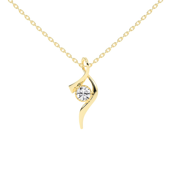 Serena ribbon round cut Delicate lab diamond Pendant