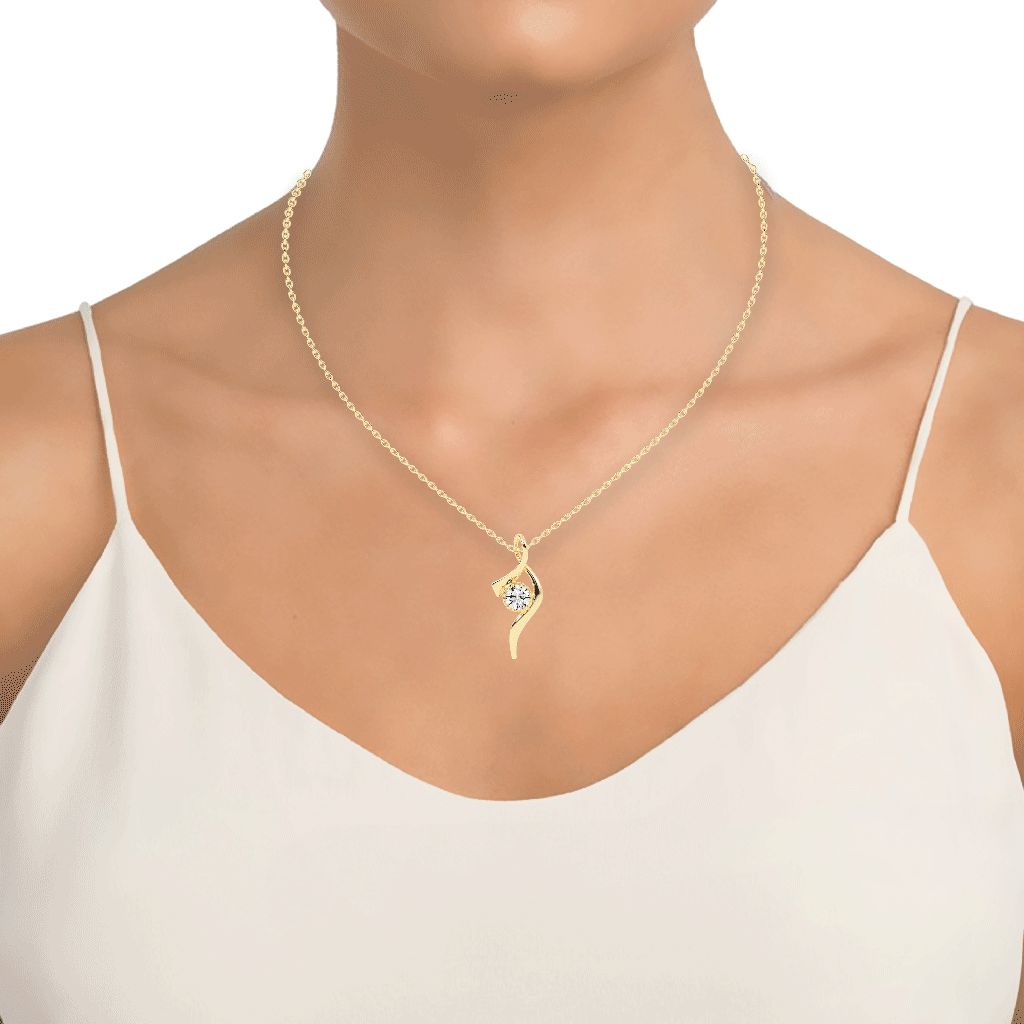 Serena ribbon round cut Delicate lab diamond Pendant