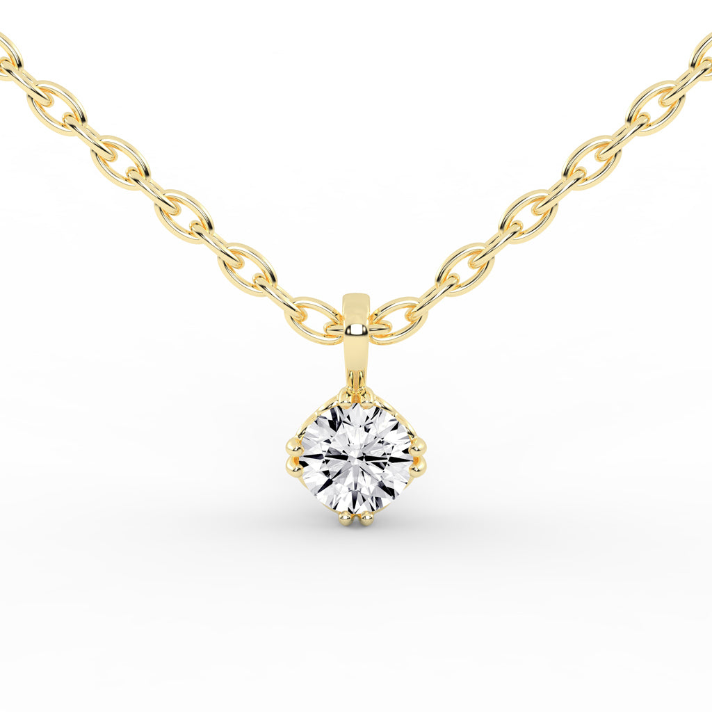 0.50 Ct Round Shape Gold Solitaire Pendants