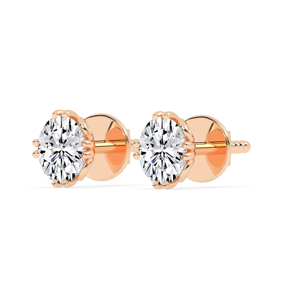0.25Ct Oval Shape Gold Solitaire Studs Earrings