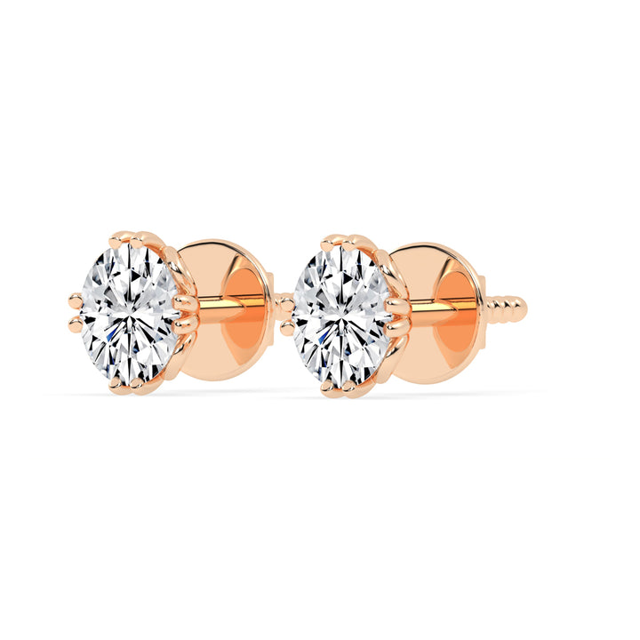 0.25Ct Oval Shape Gold Solitaire Studs Earrings