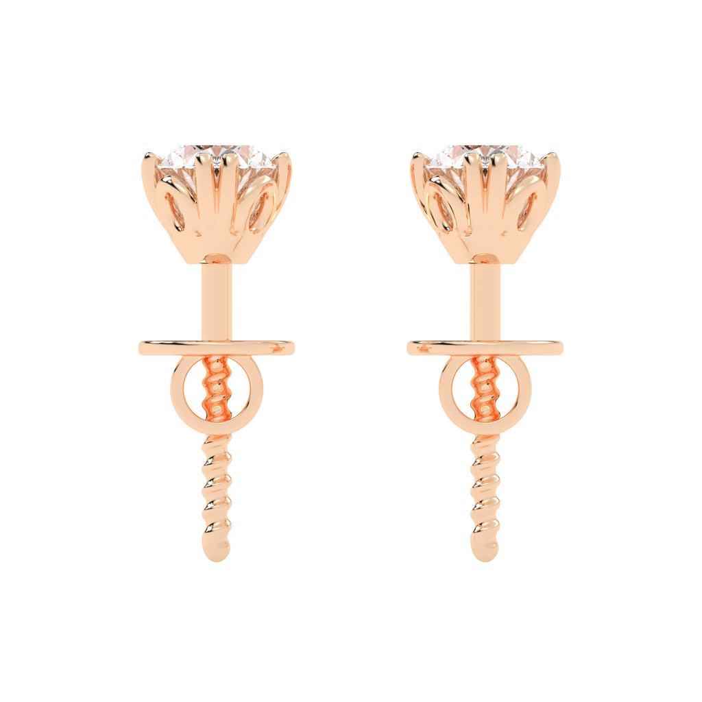 0.25Ct Oval Shape Gold Solitaire Studs Earrings