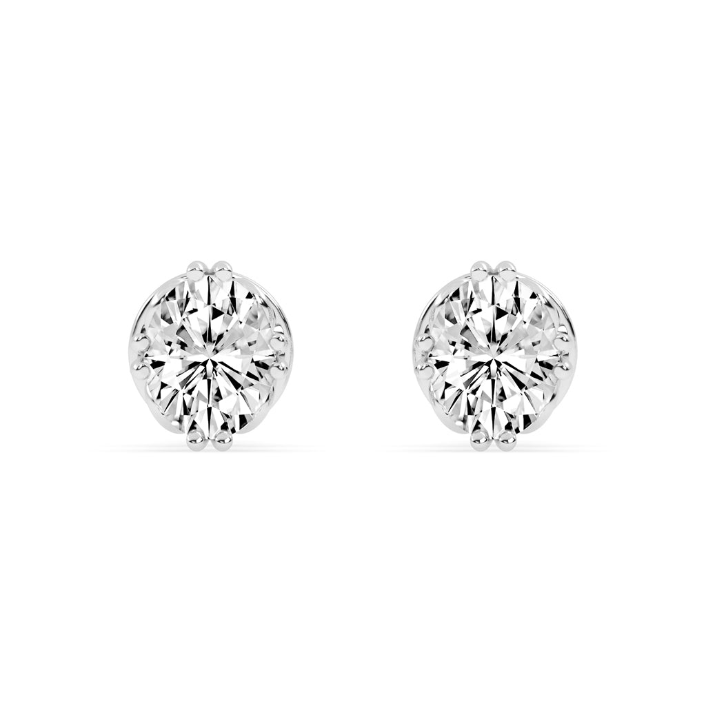 0.25Ct Oval Shape Gold Solitaire Studs Earrings
