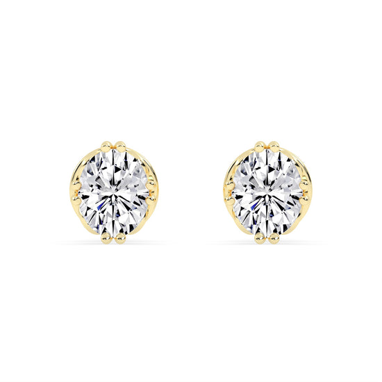 0.25Ct Oval Shape Gold Solitaire Studs Earrings