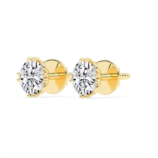 0.25Ct Oval Shape Gold Solitaire Studs Earrings