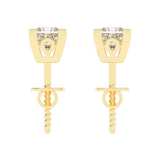 0.5Ct Princess Shape Rose Gold Solitaire Studs Earrings