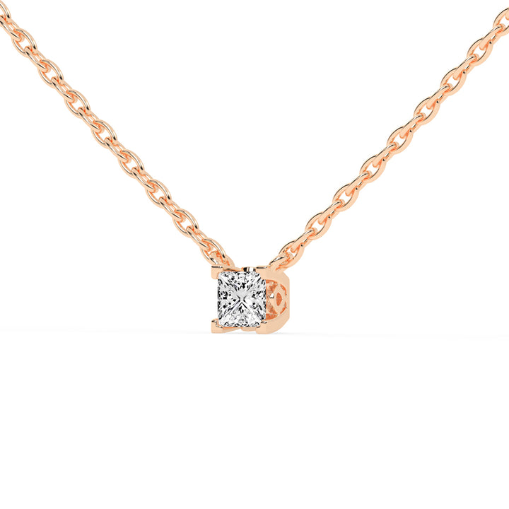 0.5Ct Princess Shape Rose Gold Solitaire Pendants