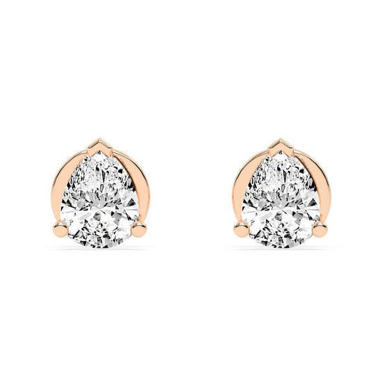 0.25Ct Pear Shape Yellow Gold Solitaire Studs Earrings