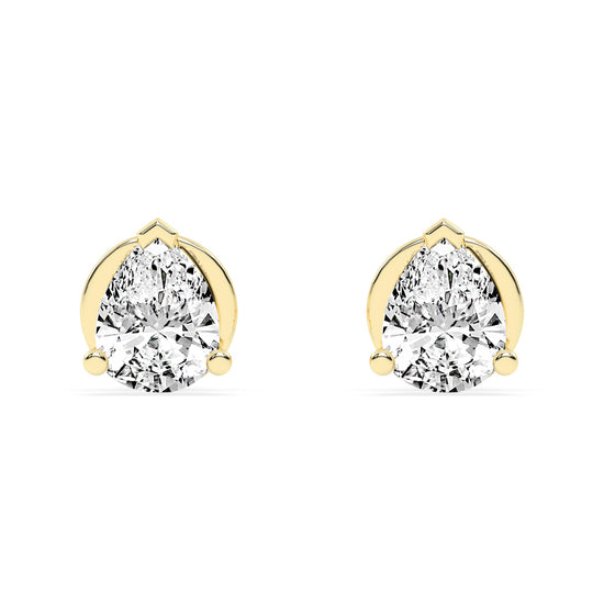 0.25Ct Pear Shape Yellow Gold Solitaire Studs Earrings
