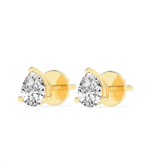 0.25Ct Pear Shape Yellow Gold Solitaire Studs Earrings
