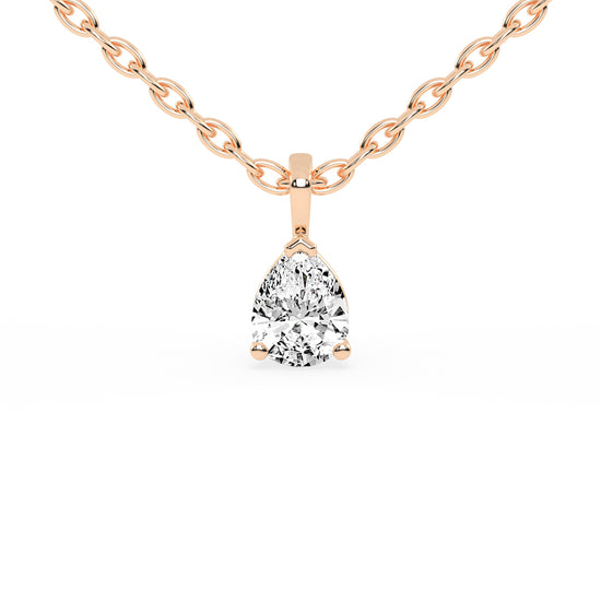 0.5Ct Pear Shape Yellow Gold Solitaire Pendants