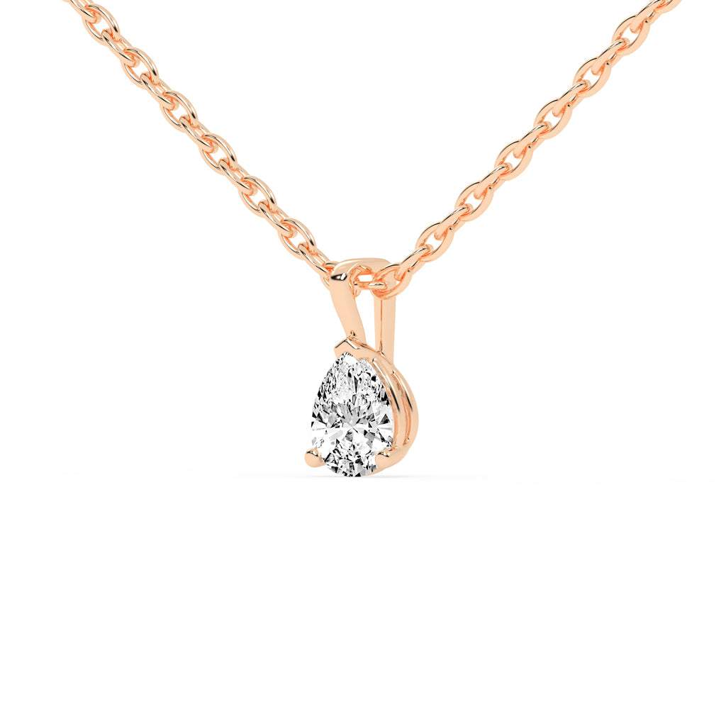0.5Ct Pear Shape Yellow Gold Solitaire Pendants