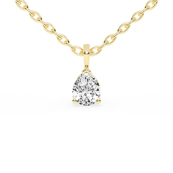 0.5Ct Pear Shape Yellow Gold Solitaire Pendants