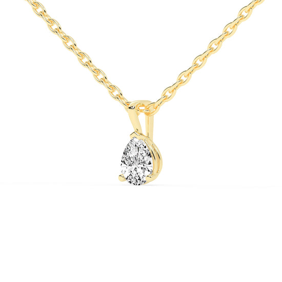 0.5Ct Pear Shape Yellow Gold Solitaire Pendants