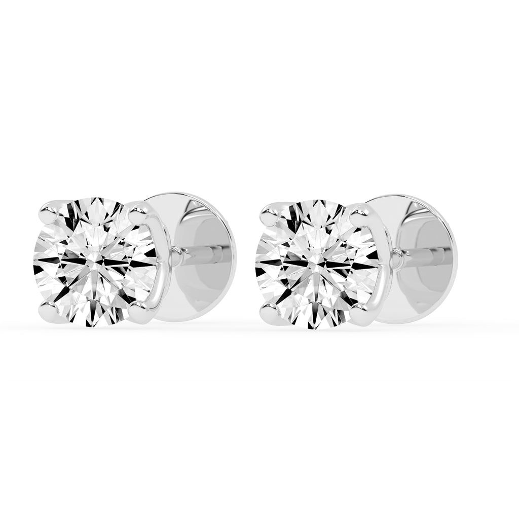 1Ct Round Shape Rose Gold Solitaire Studs Earrings