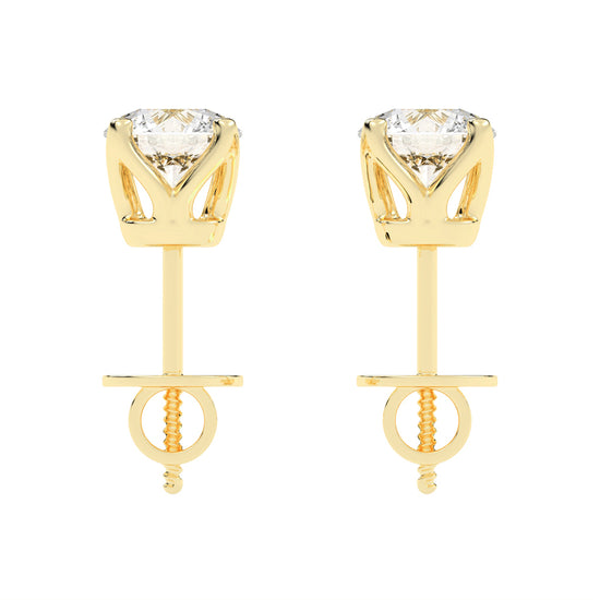 1Ct Round Shape Rose Gold Solitaire Studs Earrings