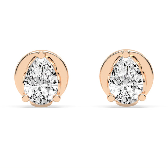 0.75Ct Pear Shape Gold Solitaire Studs Earrings