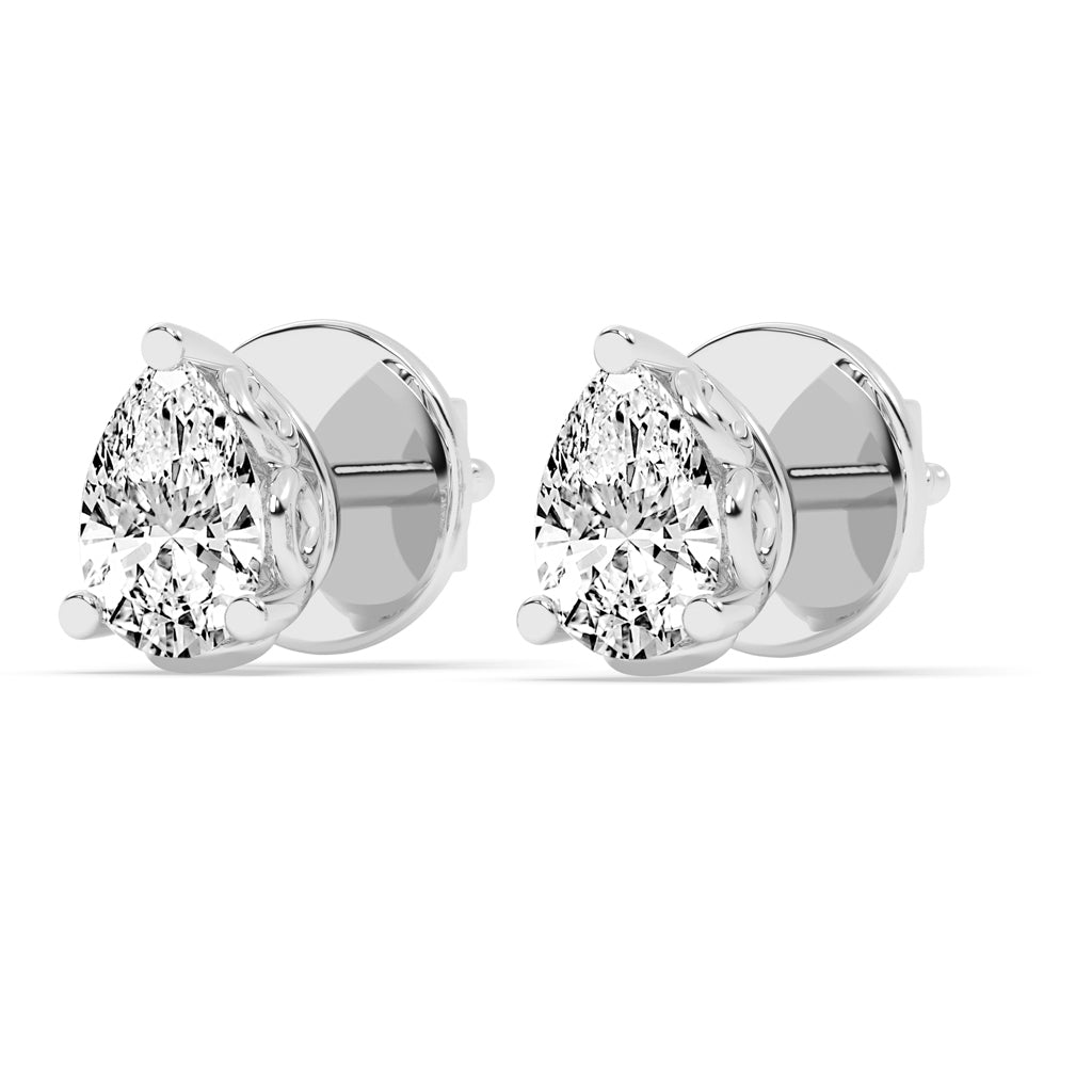 0.75Ct Pear Shape Gold Solitaire Studs Earrings