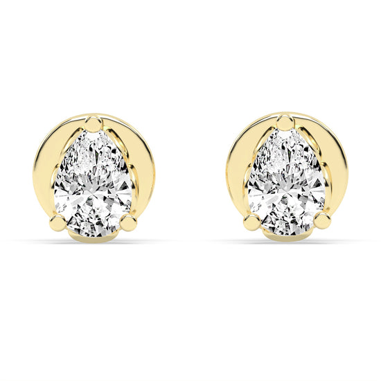 0.75Ct Pear Shape Gold Solitaire Studs Earrings