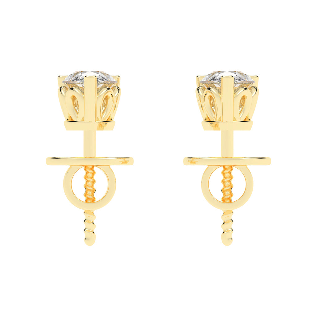 0.75Ct Pear Shape Gold Solitaire Studs Earrings