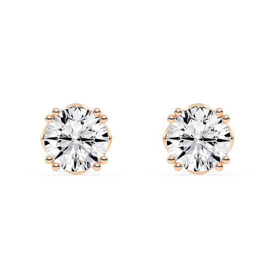 1Ct Round Shape Yellow Gold Solitaire Studs Earrings