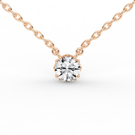 1Ct Round Shape Rose Gold Solitaire Pendants