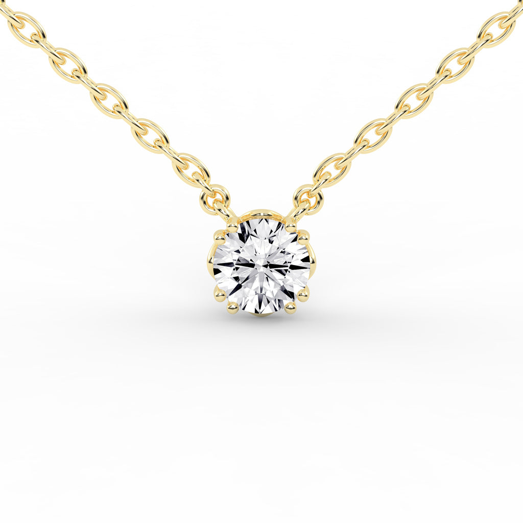 1Ct Round Shape Rose Gold Solitaire Pendants