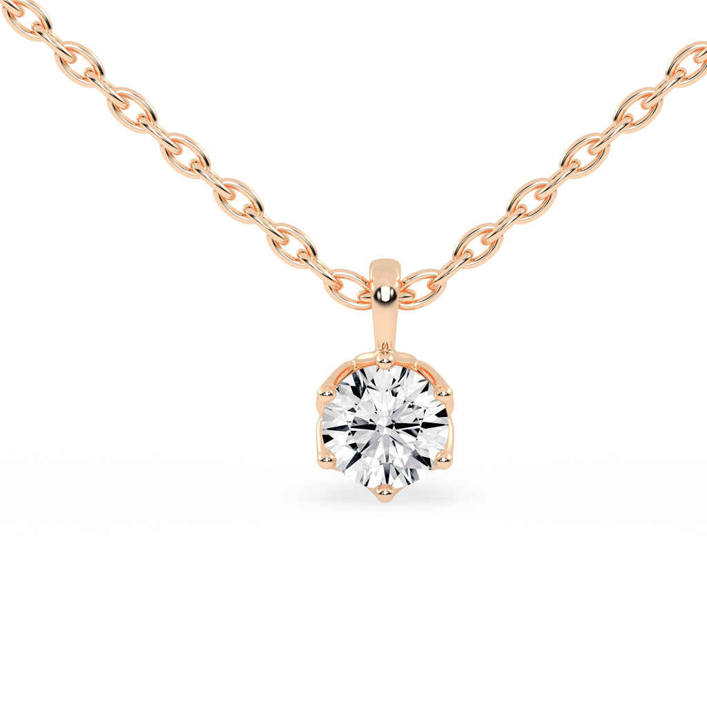 1Ct Round Shape Yellow Gold Solitaire Pendants