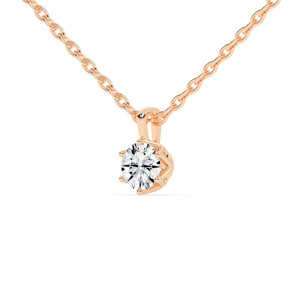 1Ct Round Shape Yellow Gold Solitaire Pendants
