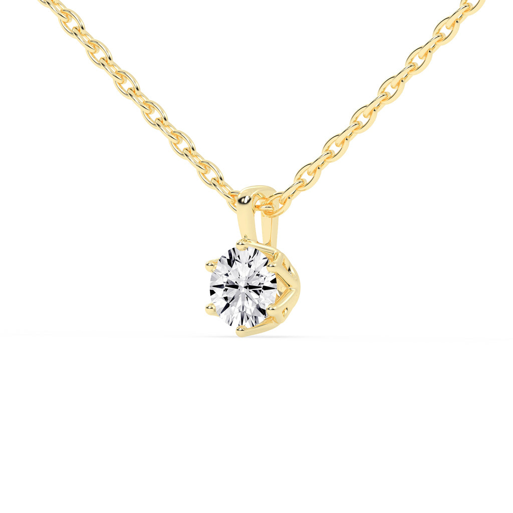 1Ct Round Shape Yellow Gold Solitaire Pendants