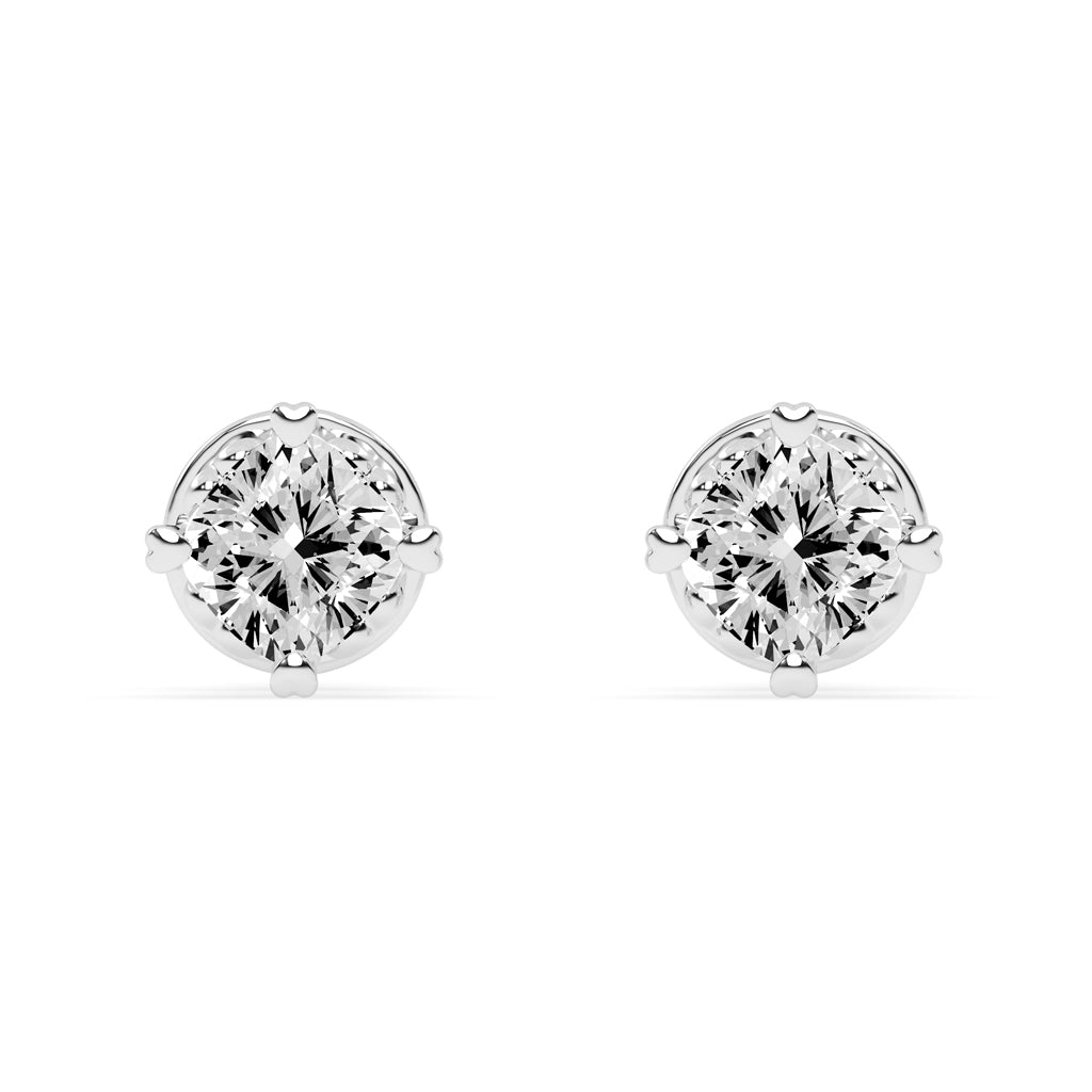 0.75Ct Princess Shape Rose Gold Solitaire Studs Earrings