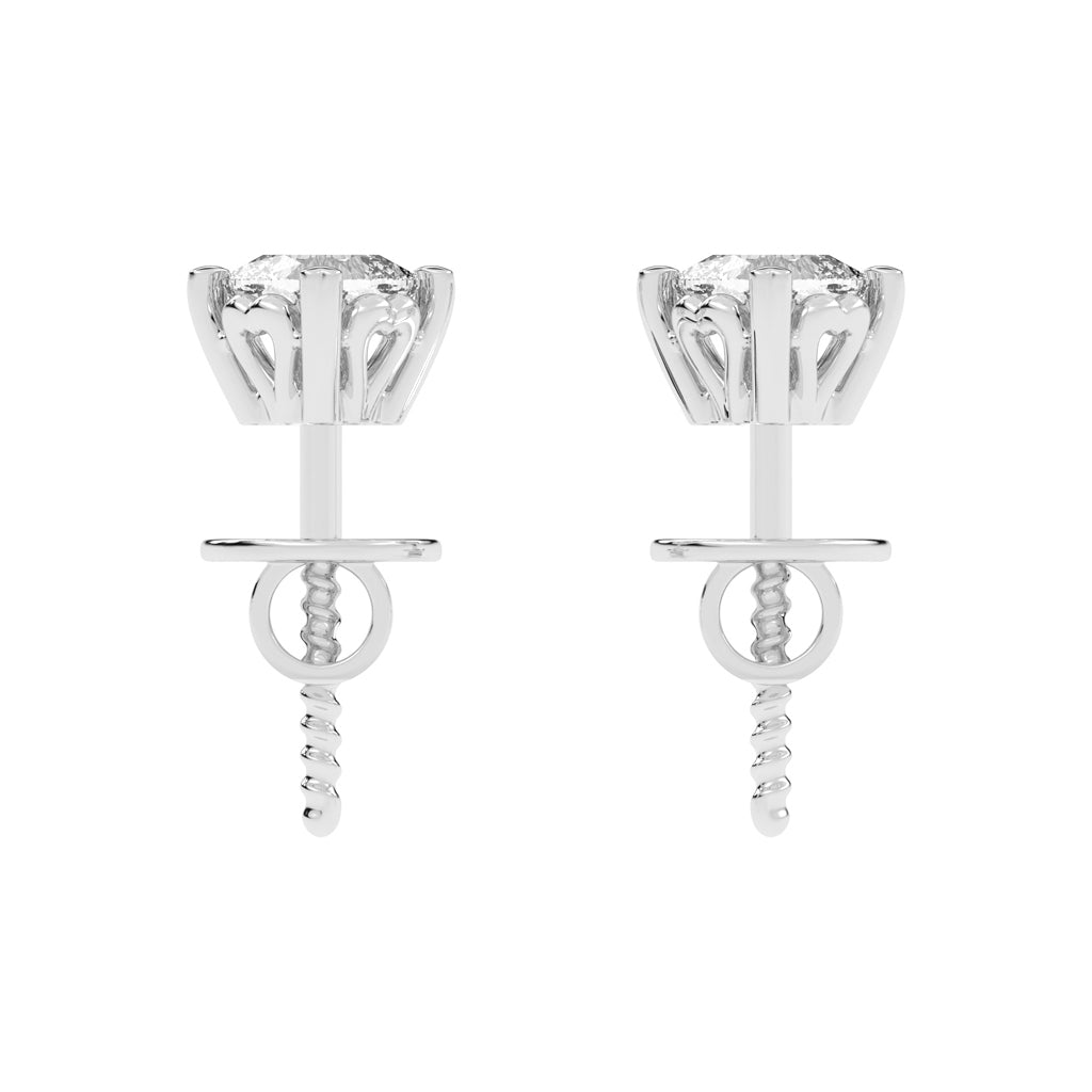 0.75Ct Princess Shape Rose Gold Solitaire Studs Earrings