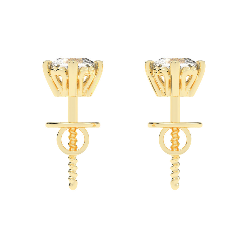 Elegant 925 Silver  18K Gold Plated 4mm Cushion Cut Solitaire Stud Earrings